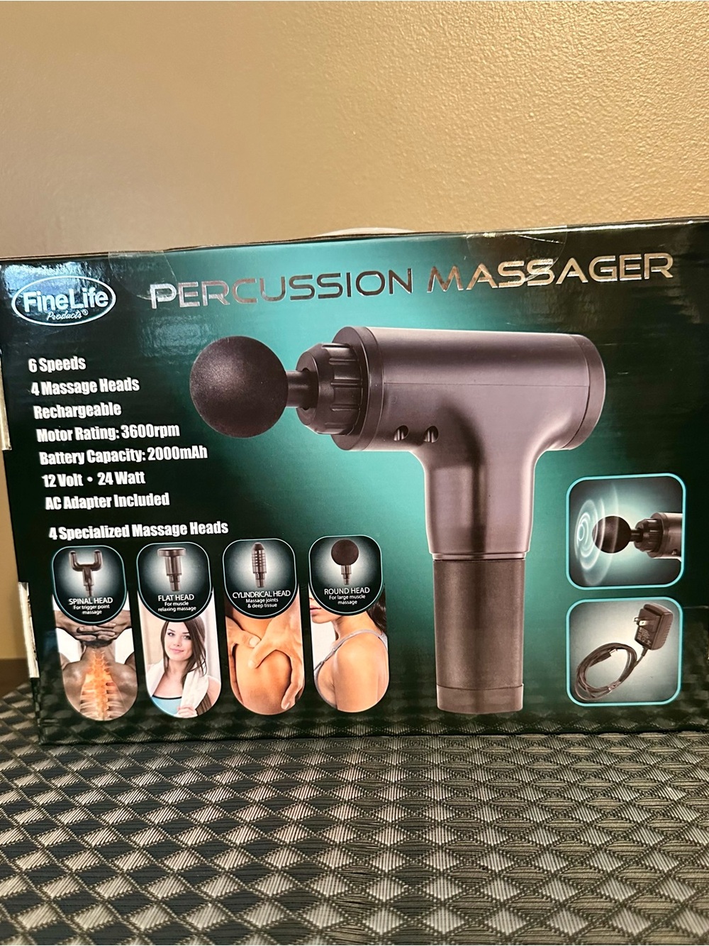 FineLife Percussion Massager With Four Massage Heads - Black